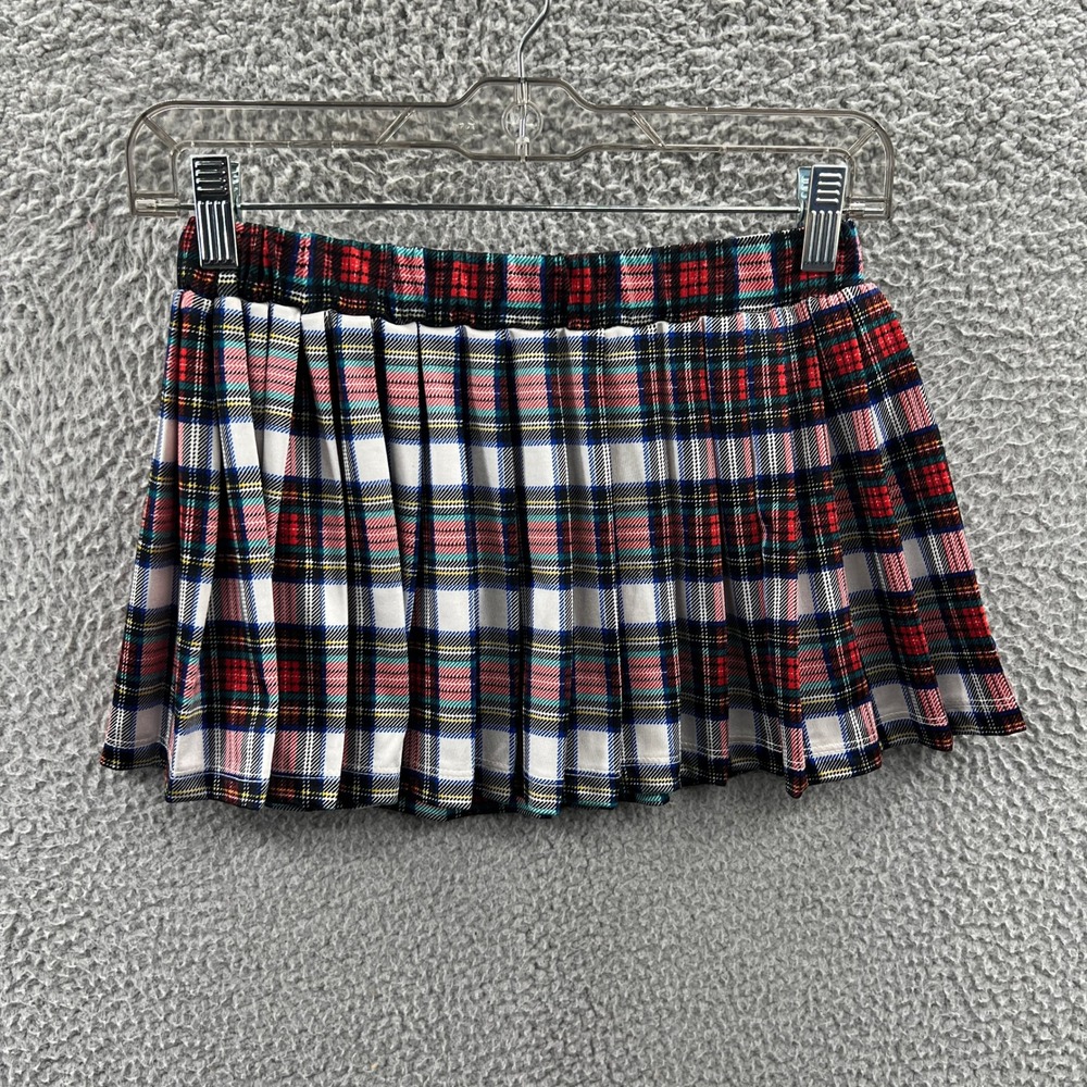 Women Plaid Micro Mini Skirt M Y2K Preppy Schoolgirl Pleated Tennis Cosplay Club